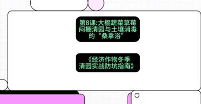 第8节：【大棚蔬菜草莓】闷棚清园与土壤消毒的&ldquo;桑拿浴&rdquo;，课程：《经济作物冬季清园&middot;实战防坑指南》#识农AI